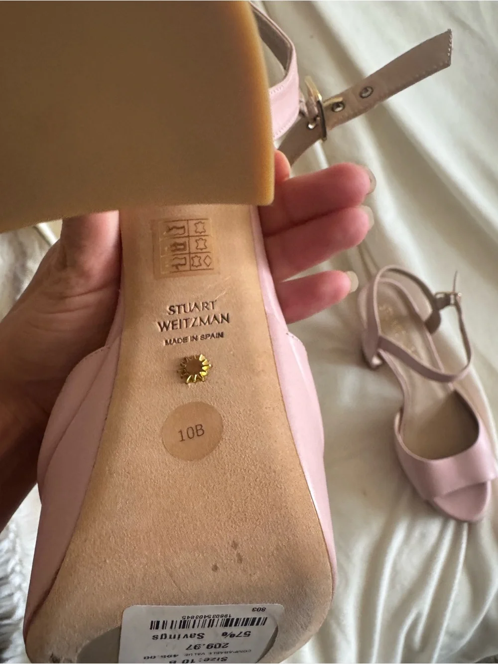 Stuart Weitzman pink leather Ryder platform sandal